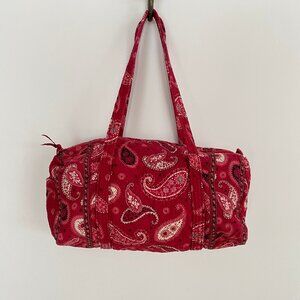 Vintage Y2K VERA BRADLEY Mesa Red Paisley Bandana 2006 Quilted Duffle Bag